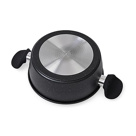 12 Piece Forged Carbon Cookware Set (Includes- 14cm Saucepan with Lid, 16cm Saucepan with Lid, 24cm Frying Pan, 24cm Casserole Pan with Lid, Slotted Turner, Ladle, Slotted Spoon, 2 Tea Towels)