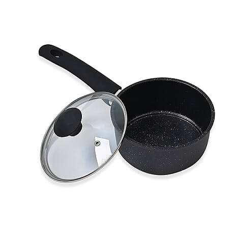 12 Piece Forged Carbon Cookware Set (Includes- 14cm Saucepan with Lid, 16cm Saucepan with Lid, 24cm Frying Pan, 24cm Casserole Pan with Lid, Slotted Turner, Ladle, Slotted Spoon, 2 Tea Towels)