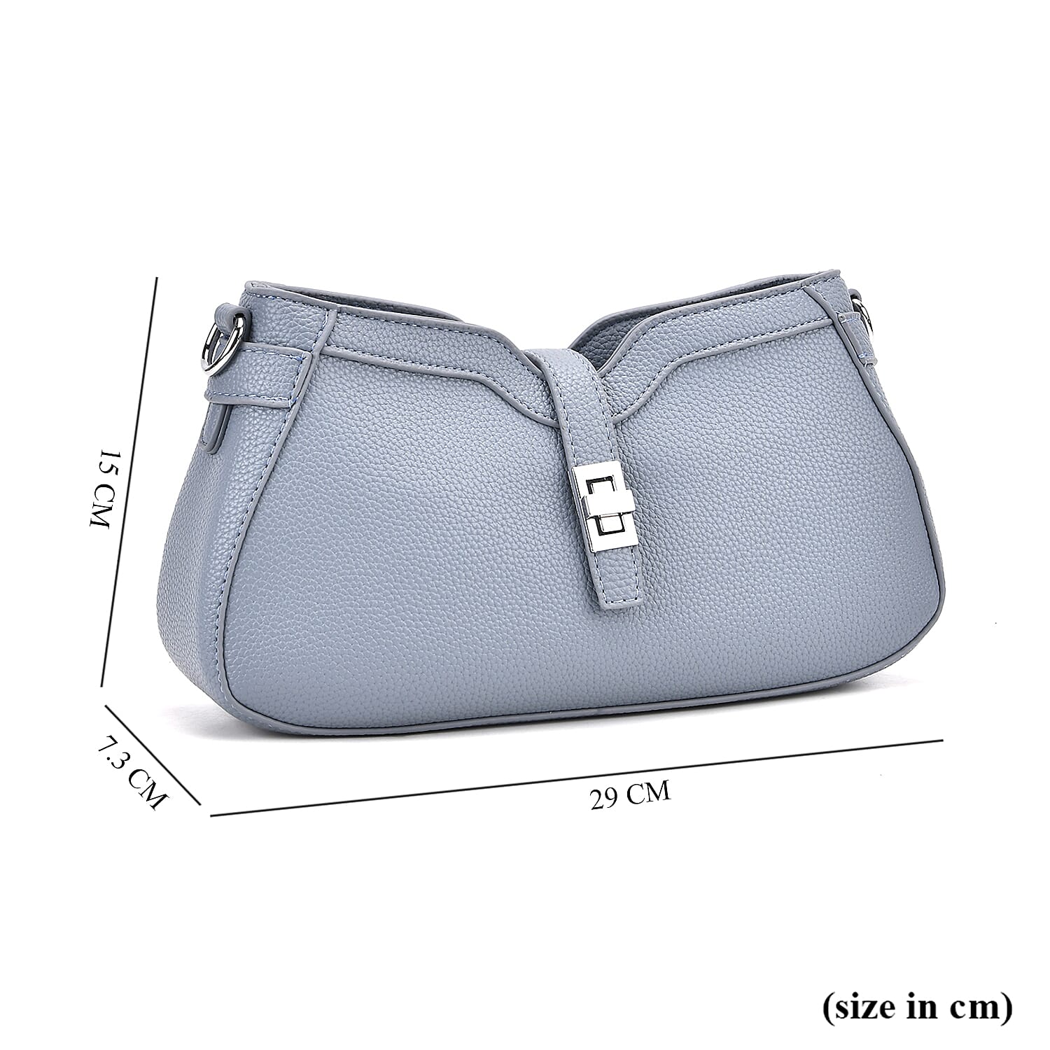 Designer Closeout - Super Soft Shoulder Bag with Charm Detail & Adjustable Strap - Light Stone Blue