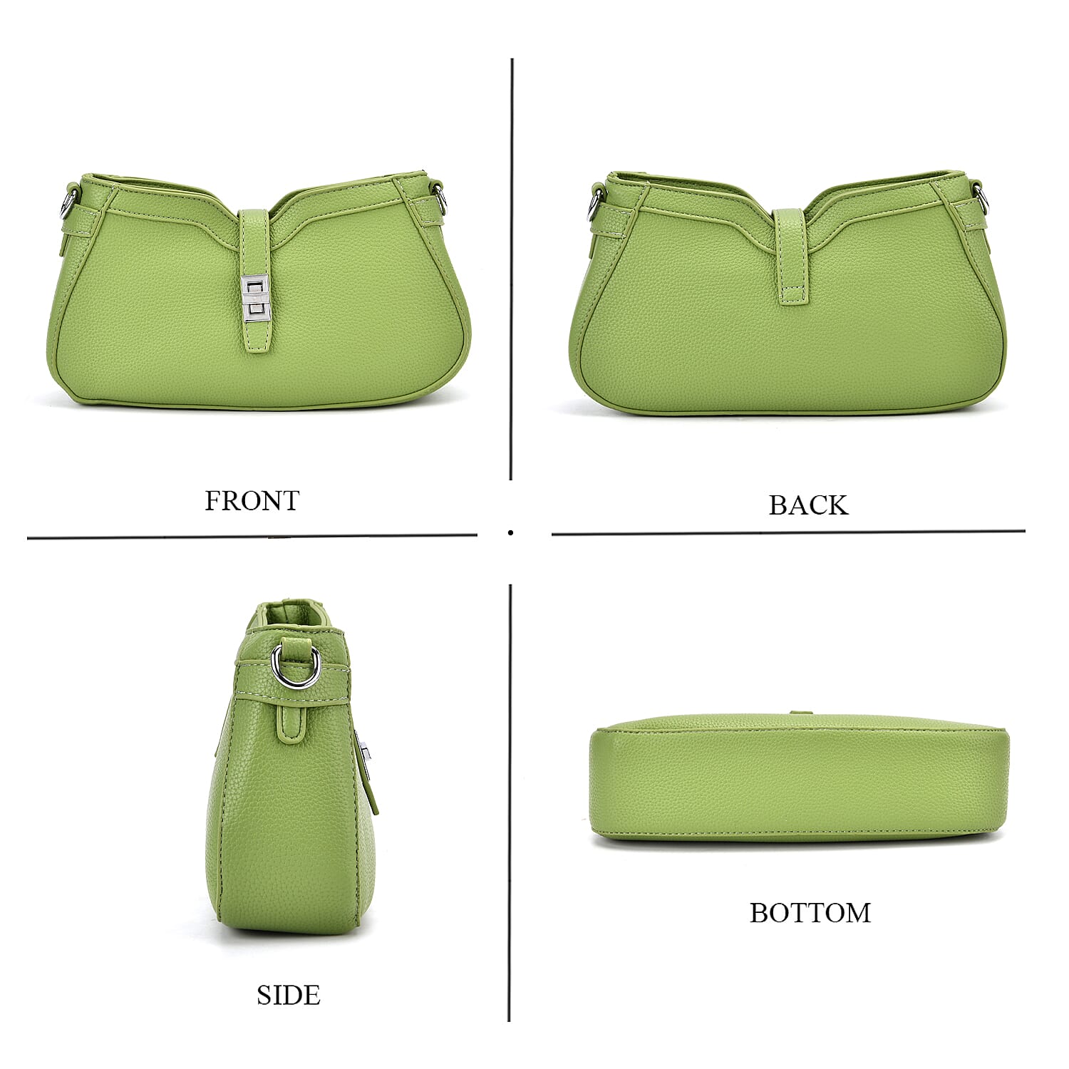 Designer Closeout - Super Soft Shoulder Bag with Charm Detail & Adjustable Strap - Green