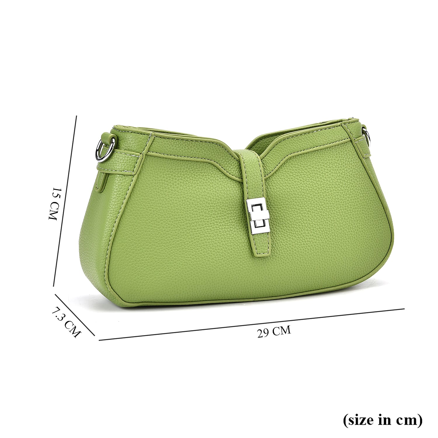 Designer Closeout - Super Soft Shoulder Bag with Charm Detail & Adjustable Strap - Green