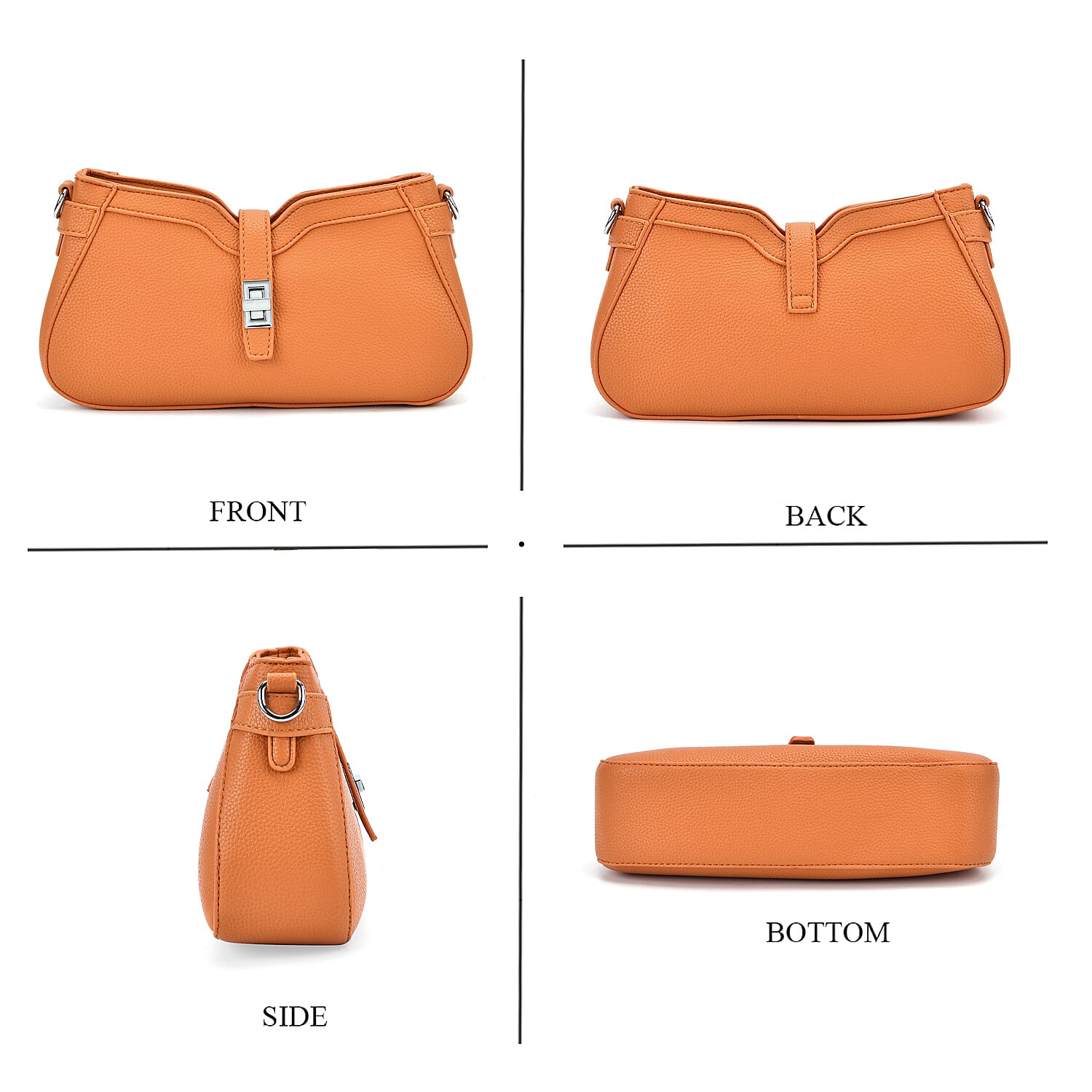 Designer Closeout - Super Soft Shoulder Bag with Charm Detail & Adjustable Strap - Orange
