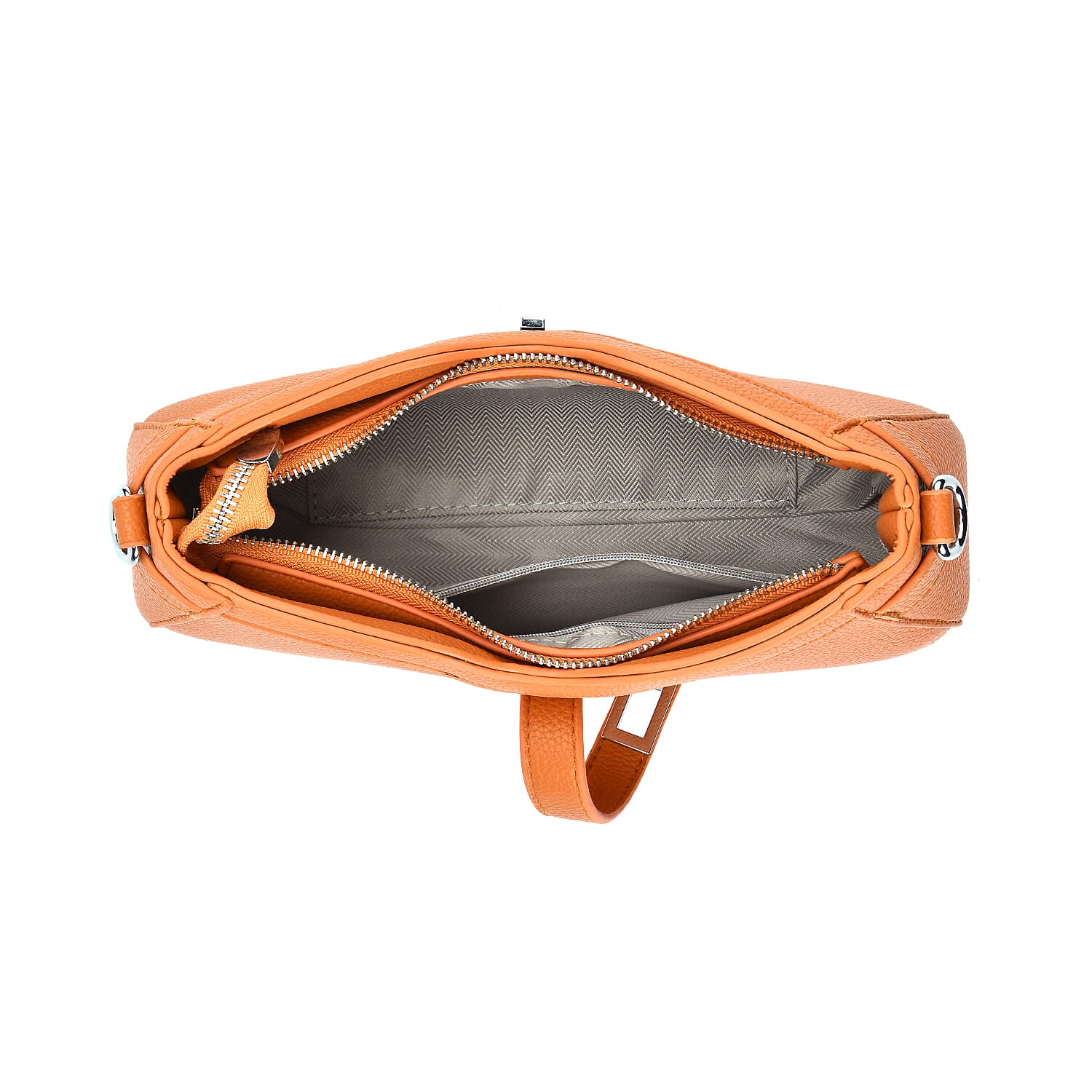 Designer Closeout - Super Soft Shoulder Bag with Charm Detail & Adjustable Strap - Orange