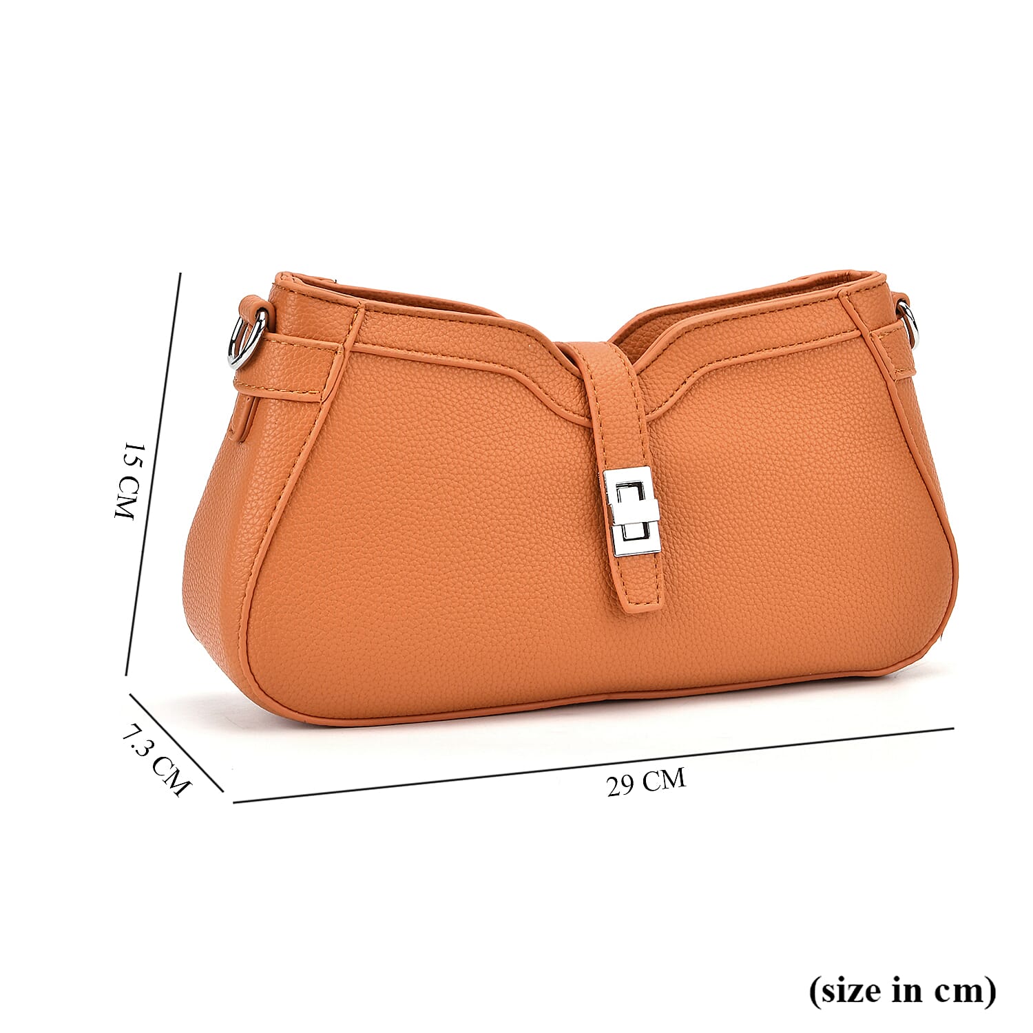 Designer Closeout - Super Soft Shoulder Bag with Charm Detail & Adjustable Strap - Orange