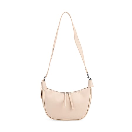 Casual Crescent Shoulder Bag - Cream