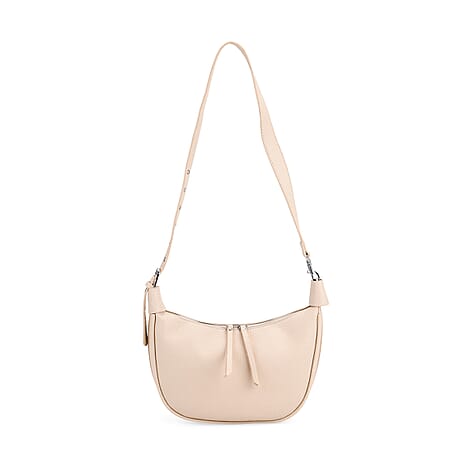 Casual Crescent Shoulder Bag - Cream