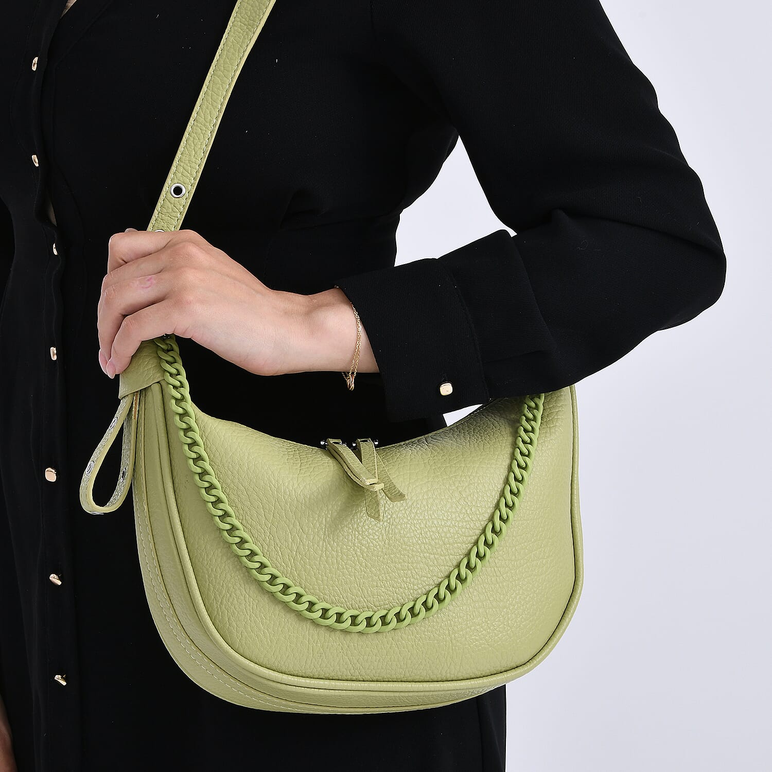 Casual Crescent Shoulder Bag - Green
