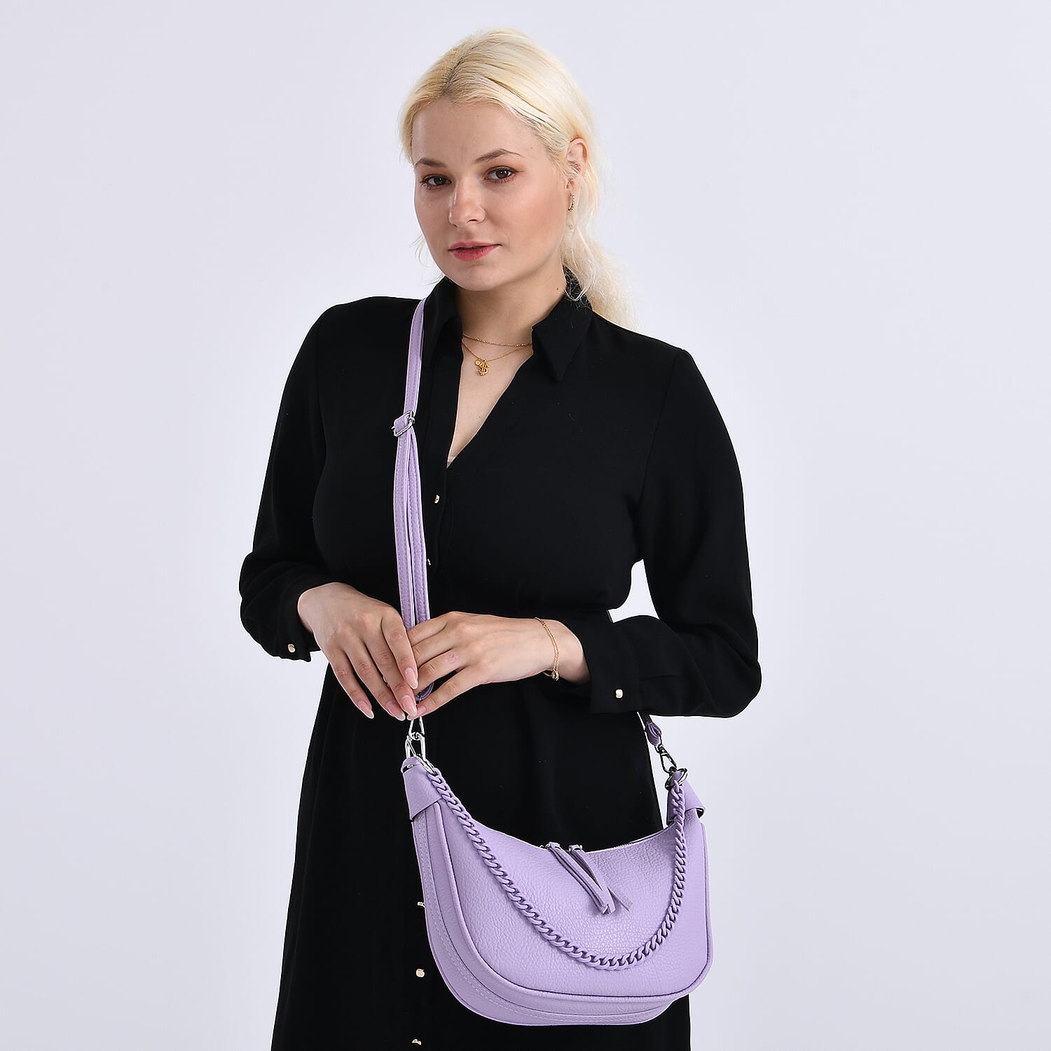 Casual Crescent Shoulder Bag - Purple