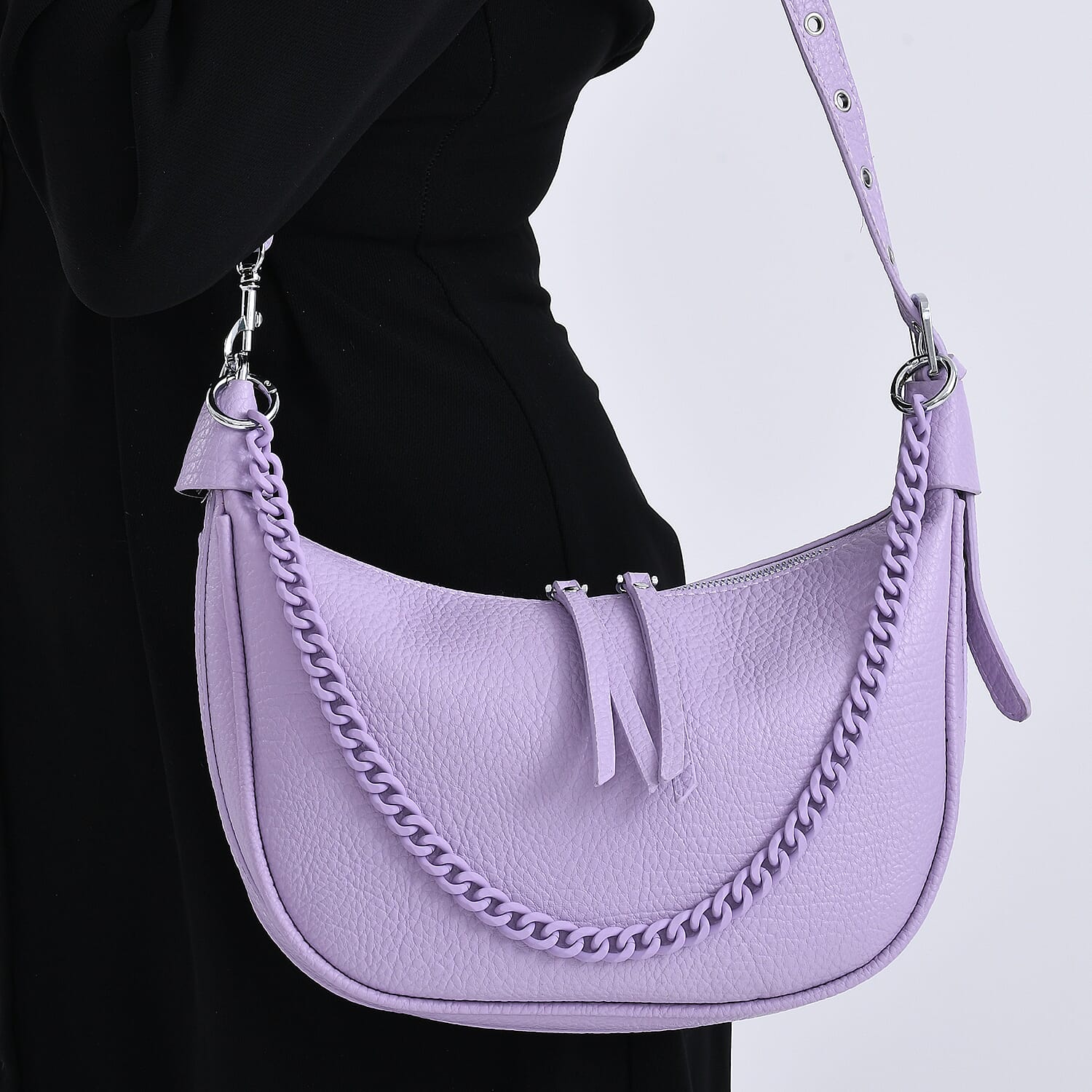Casual Crescent Shoulder Bag - Purple