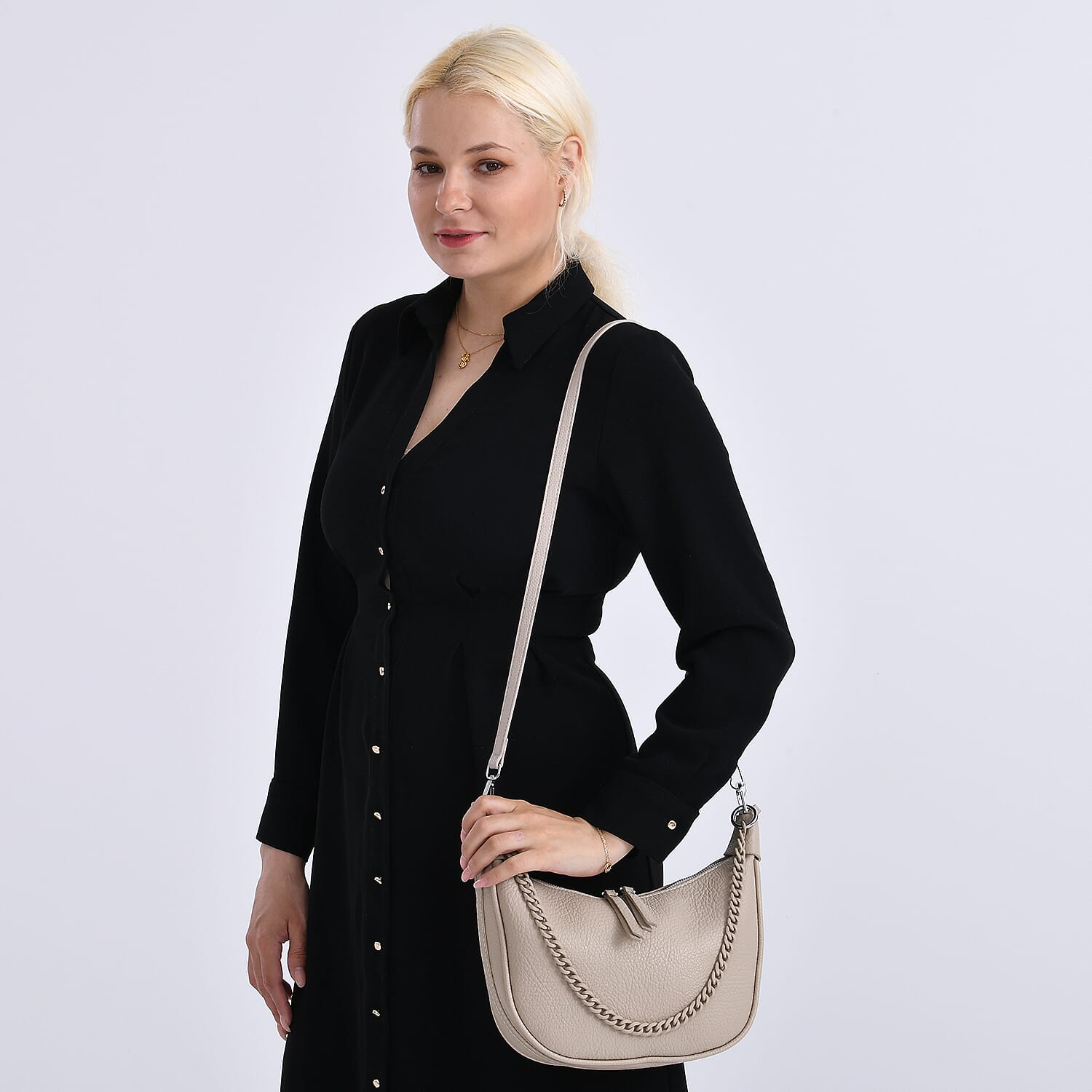 Casual Crescent Shoulder Bag - Khaki