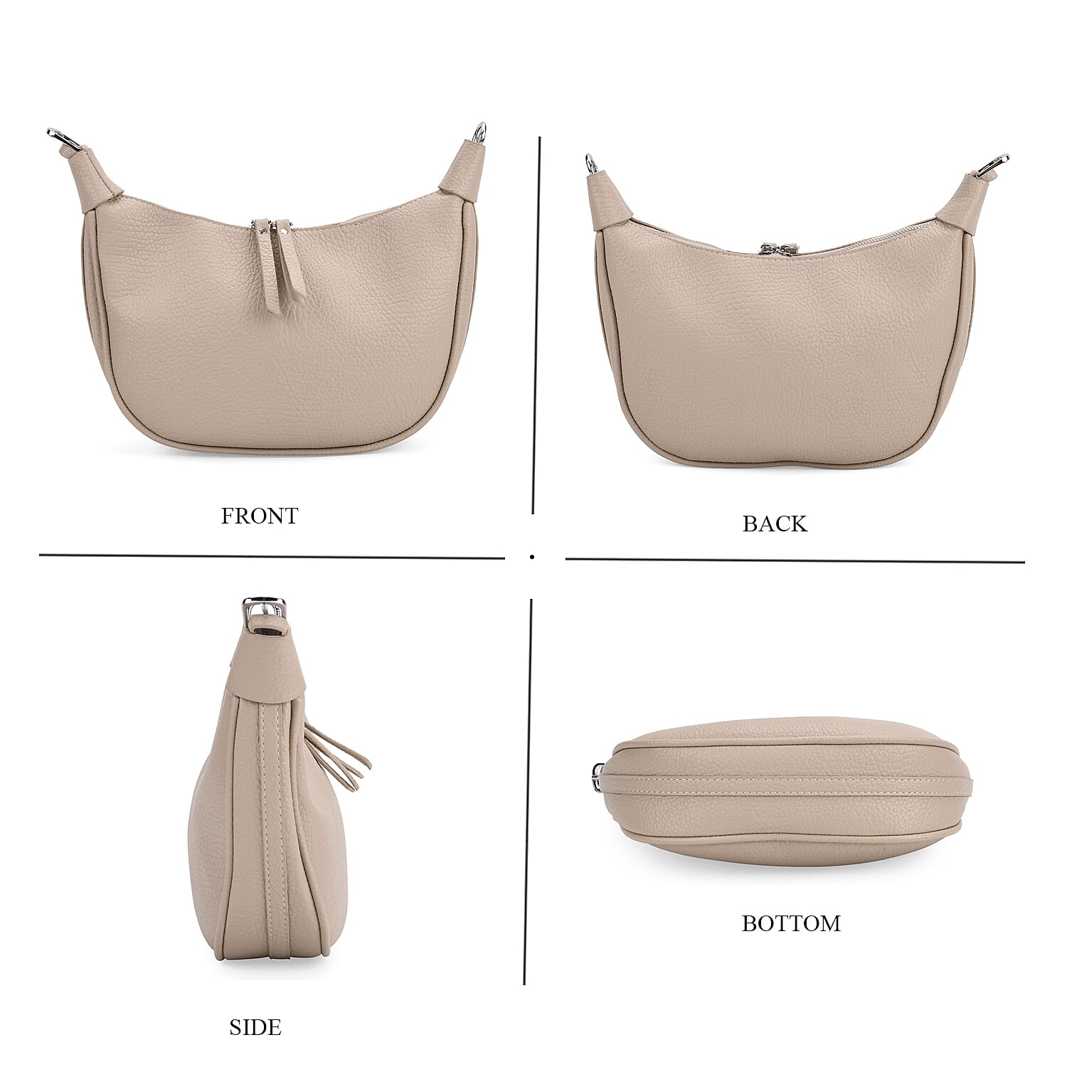 Casual Crescent Shoulder Bag - Khaki