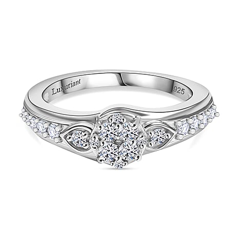 Luxuriant Lab Grown Diamond (SI-GH) Ring in Rhodium Overlay Sterling Silver 0.49 Ct.
