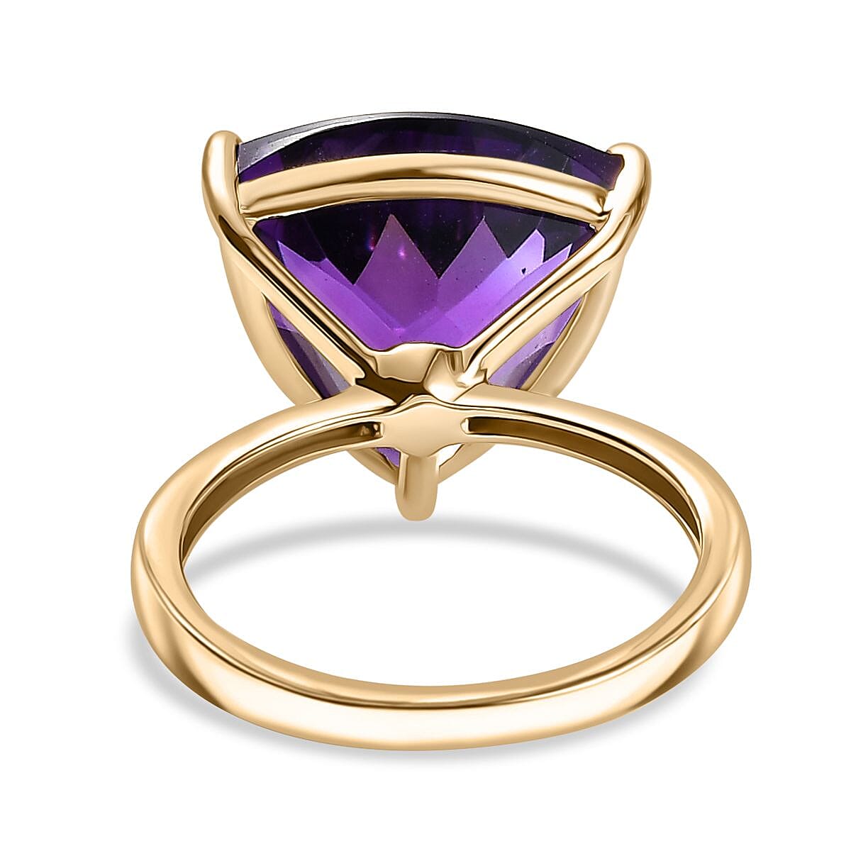 One Time Offer - 9K Yellow Gold AAA Zambian Amethyst Trillion Ring 8.95 Ct. One Time Offer - 9K Yellow Gold AAA Zambian Amethyst Trillion Ring 8.95 Ct.