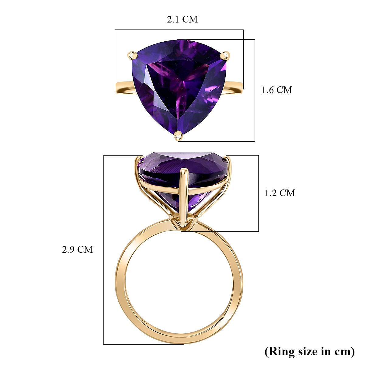 One Time Offer - 9K Yellow Gold AAA Zambian Amethyst Trillion Ring 8.95 Ct. One Time Offer - 9K Yellow Gold AAA Zambian Amethyst Trillion Ring 8.95 Ct.