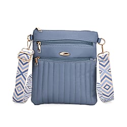 Lifestyle Crossbody Bag with Pleated Detail & Patterned Strap - Green