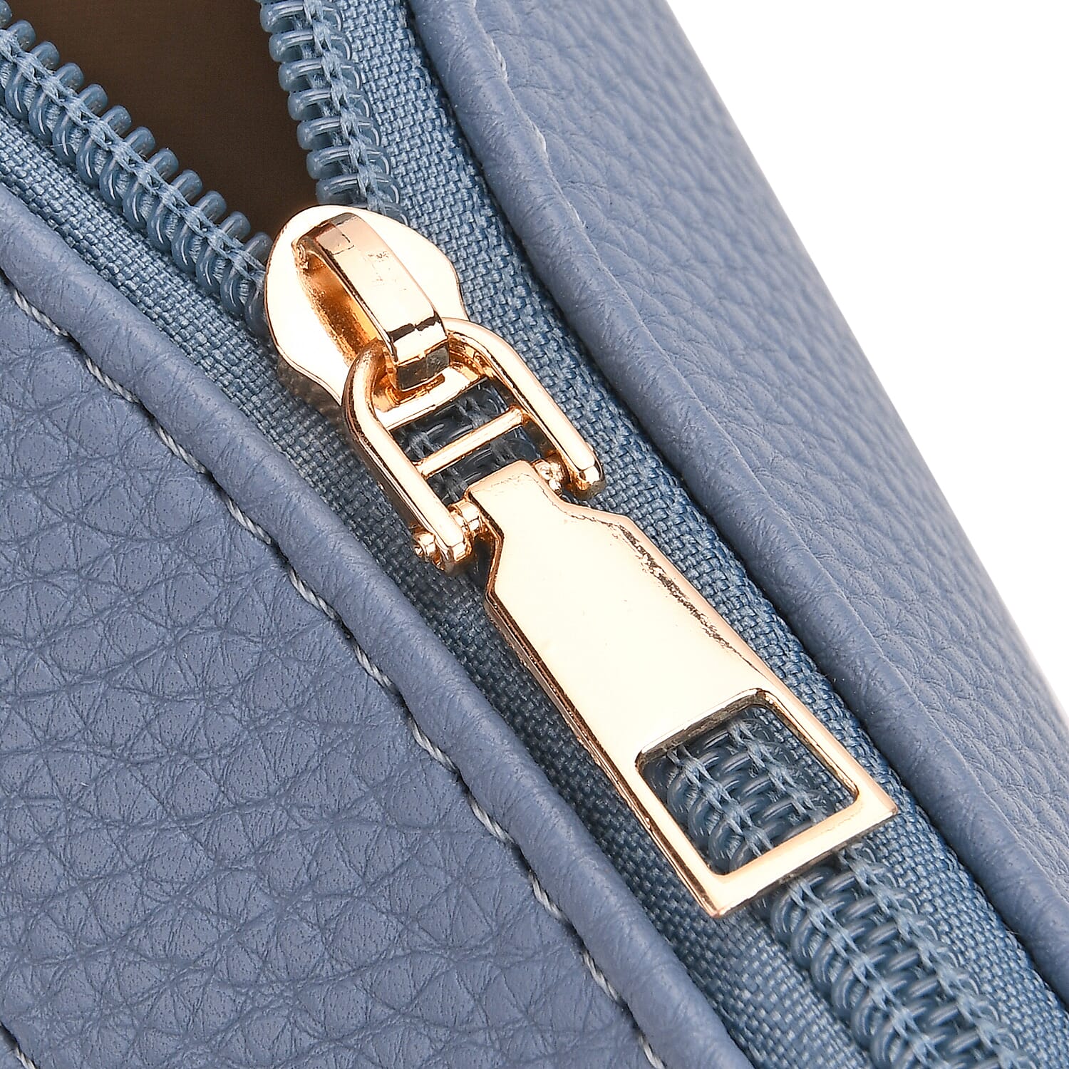 Lifestyle Crossbody Bag with Pleated Detail &amp; Patterned Strap - Denim Blue