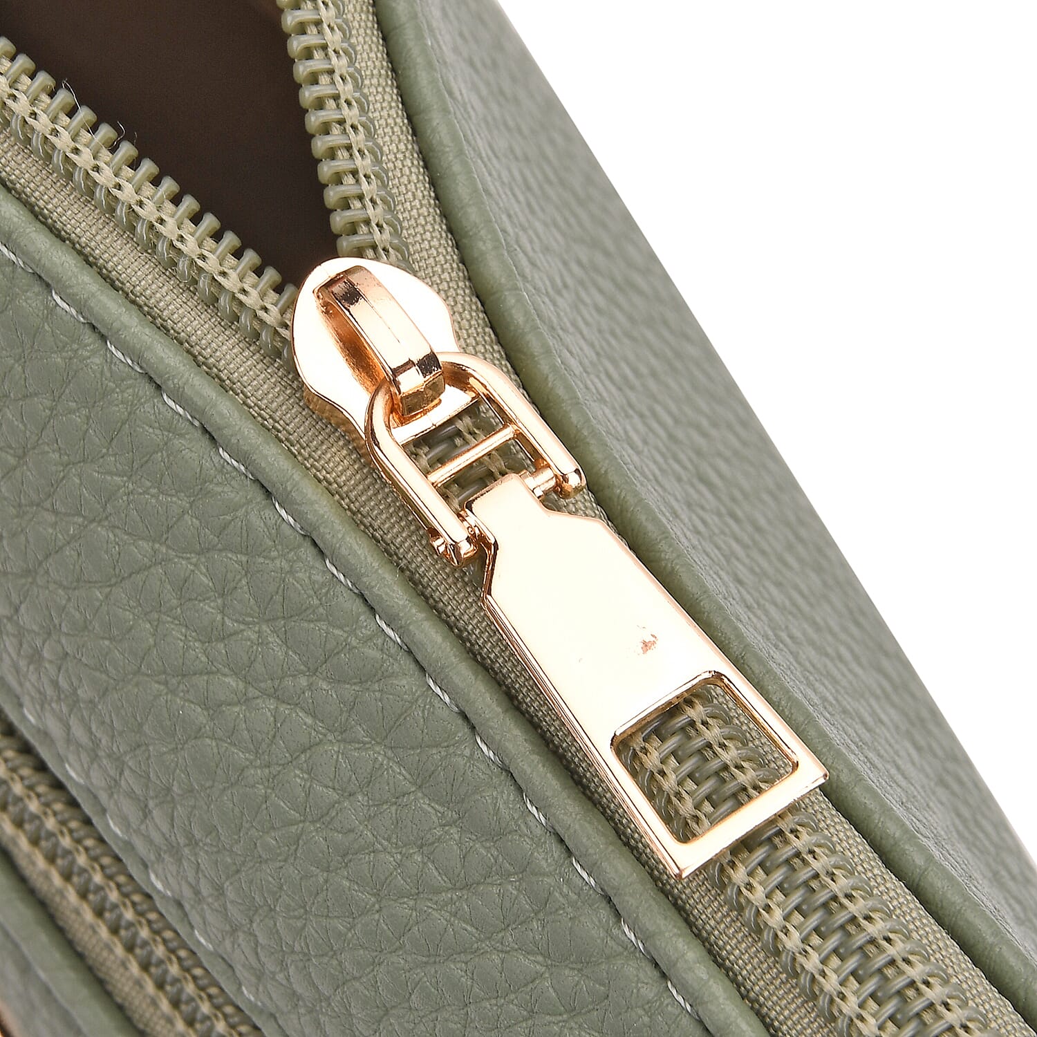 Lifestyle Crossbody Bag with Pleated Detail & Patterned Strap - Green