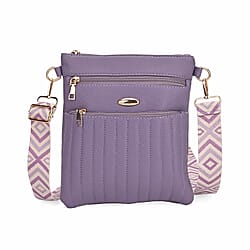 Lifestyle Crossbody Bag with Pleated Detail & Patterned Strap - Green