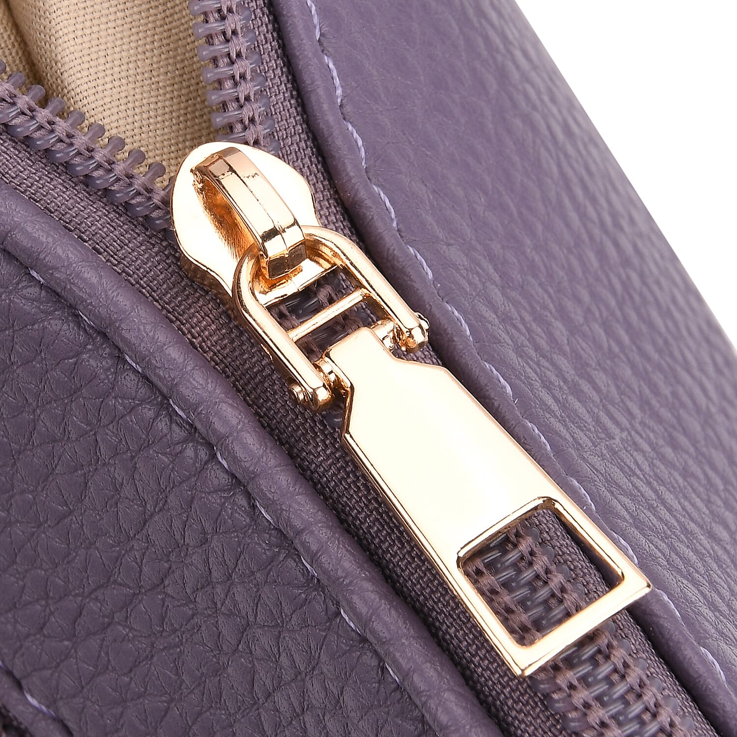 Lifestyle Crossbody Bag with Pleated Detail & Patterned Strap - Purple