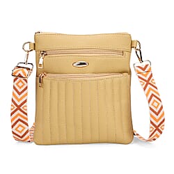 Lifestyle Crossbody Bag with Pleated Detail & Patterned Strap - Green