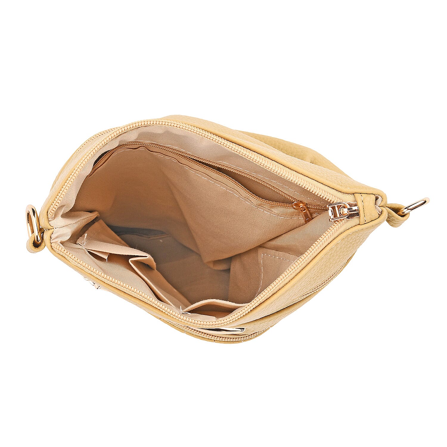 Lifestyle Crossbody Bag with Pleated Detail & Patterned Strap - Yellow