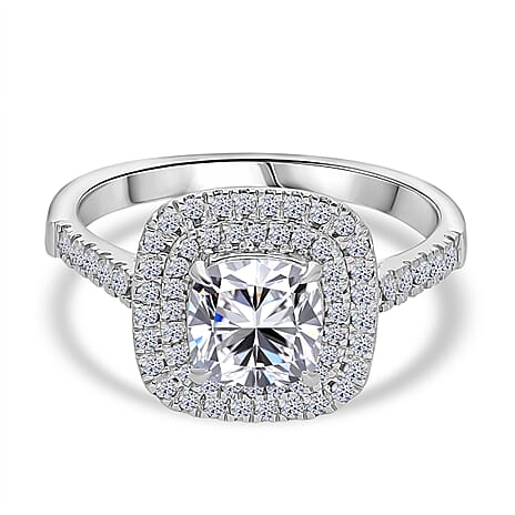 Luxuriant Diamond 950 Platinum IGI Certified VS-GH Lab Grown Cushion Cut (1.5 Ct) Diamond Ring 2.00 Ct