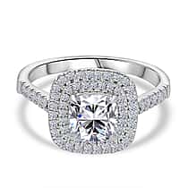 LUXURIANT 950 Platinum IGI Certified VS/GH Lab Grown Cushion Cut (1.5 Ct) Diamond Ring 2 Ct