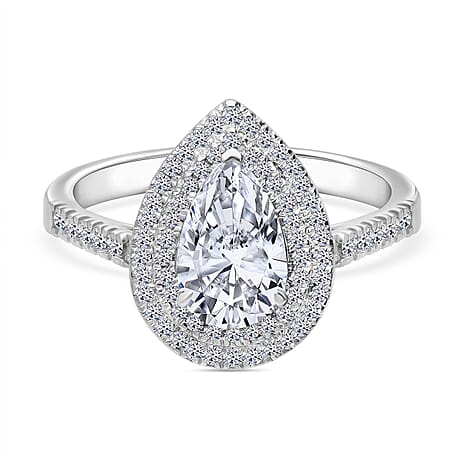 Luxuriant Diamond 950 Platinum IGI Certified (VS-GH) Lab Grown Pear Cut (1.5 Ct) Diamond Ring 2.00 Ct.