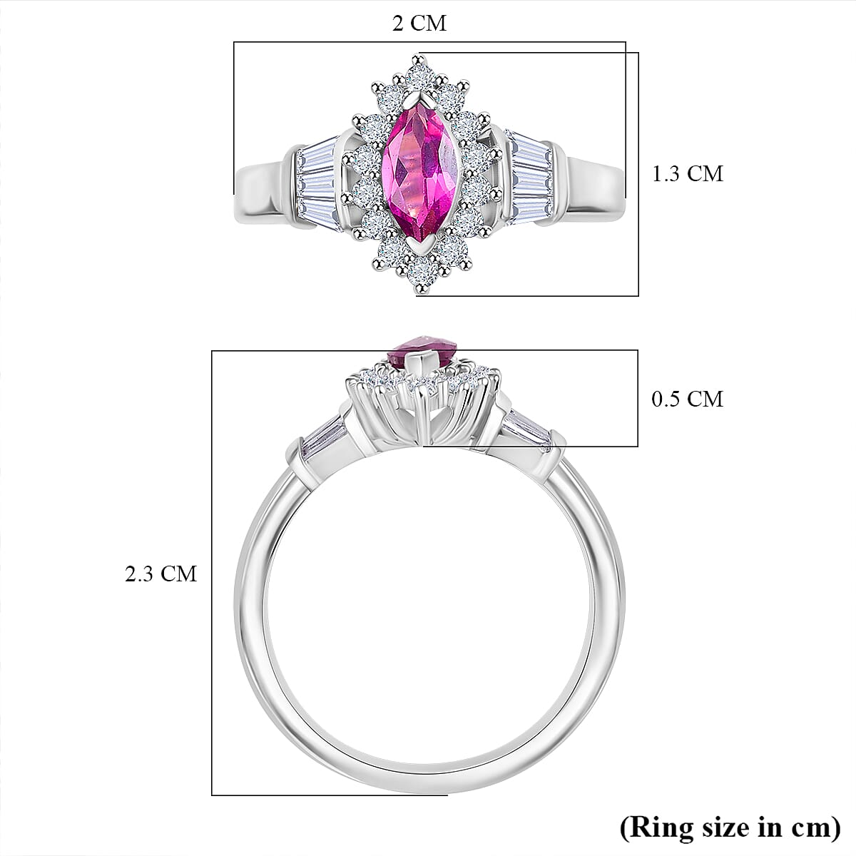 Natural Radiant Ember Garnet & White Zircon Ring in Rhodium Overlay Sterling Silver 1.90 Ct.