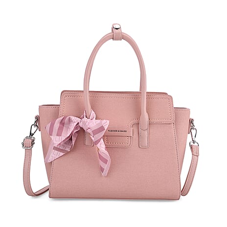 - Maisi Elegant Crossbody Bag with Scarf Trim - Shoulder Strap - Pink