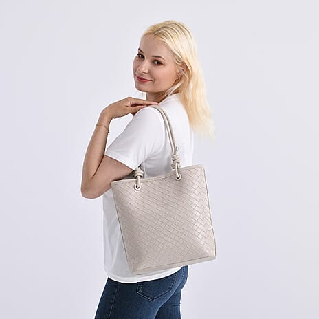 DESIGNER INSPIRED - Classic Structured Tote Bag - Beige