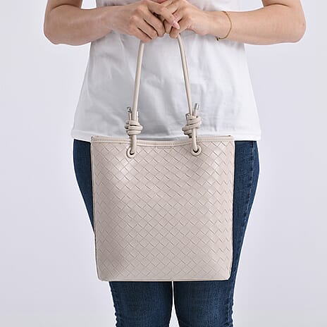 DESIGNER INSPIRED - Classic Structured Tote Bag - Beige