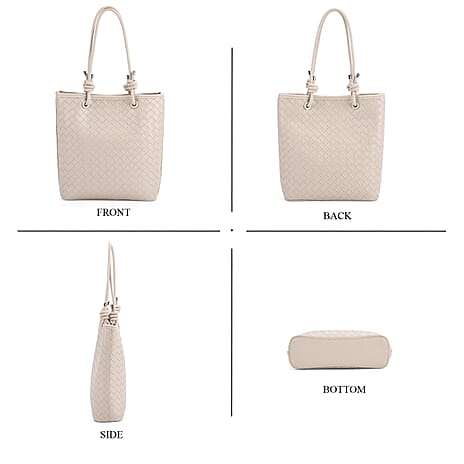 DESIGNER INSPIRED - Classic Structured Tote Bag - Beige
