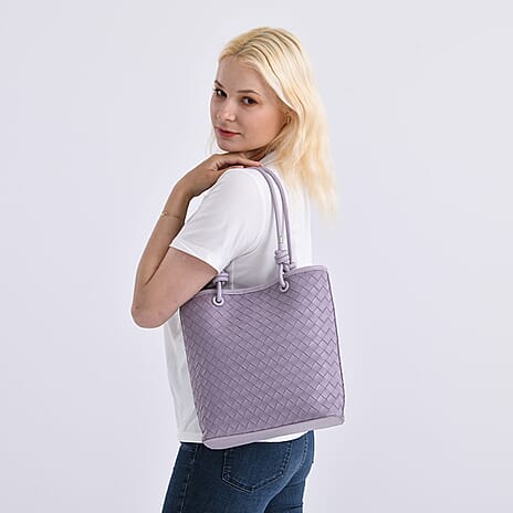 DESIGNER INSPIRED - - Classic Structured Tote Bag - Purple