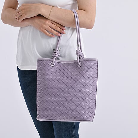 DESIGNER INSPIRED - - Classic Structured Tote Bag - Purple