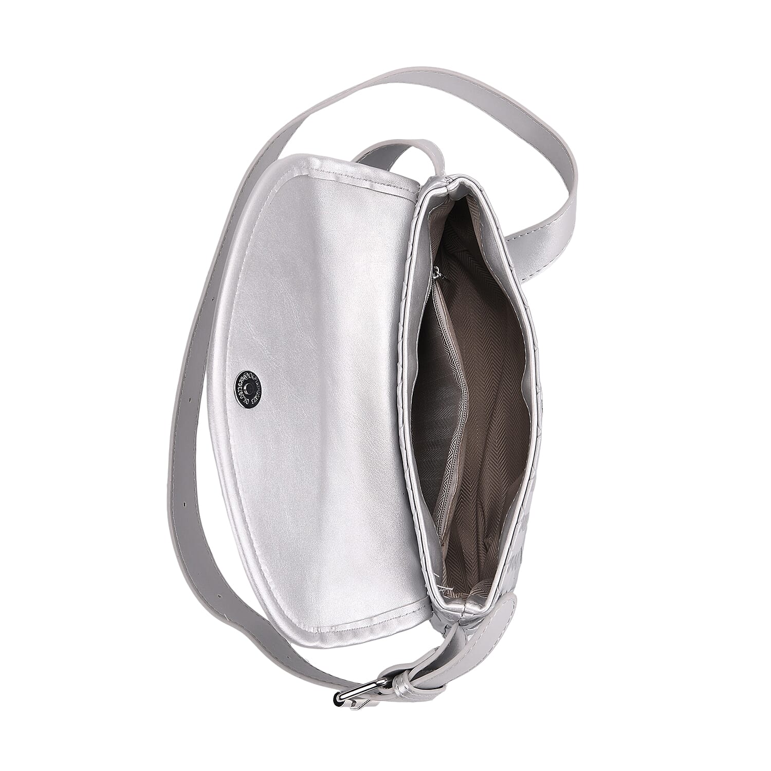 Elegant Silver Intrecciato Crossbody Bag with Adjustable Strap