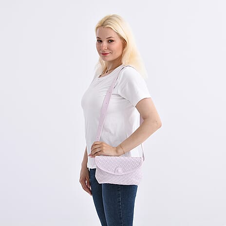 Elegant Intrecciato Crossbody Bag with Adjustable Strap - Purple