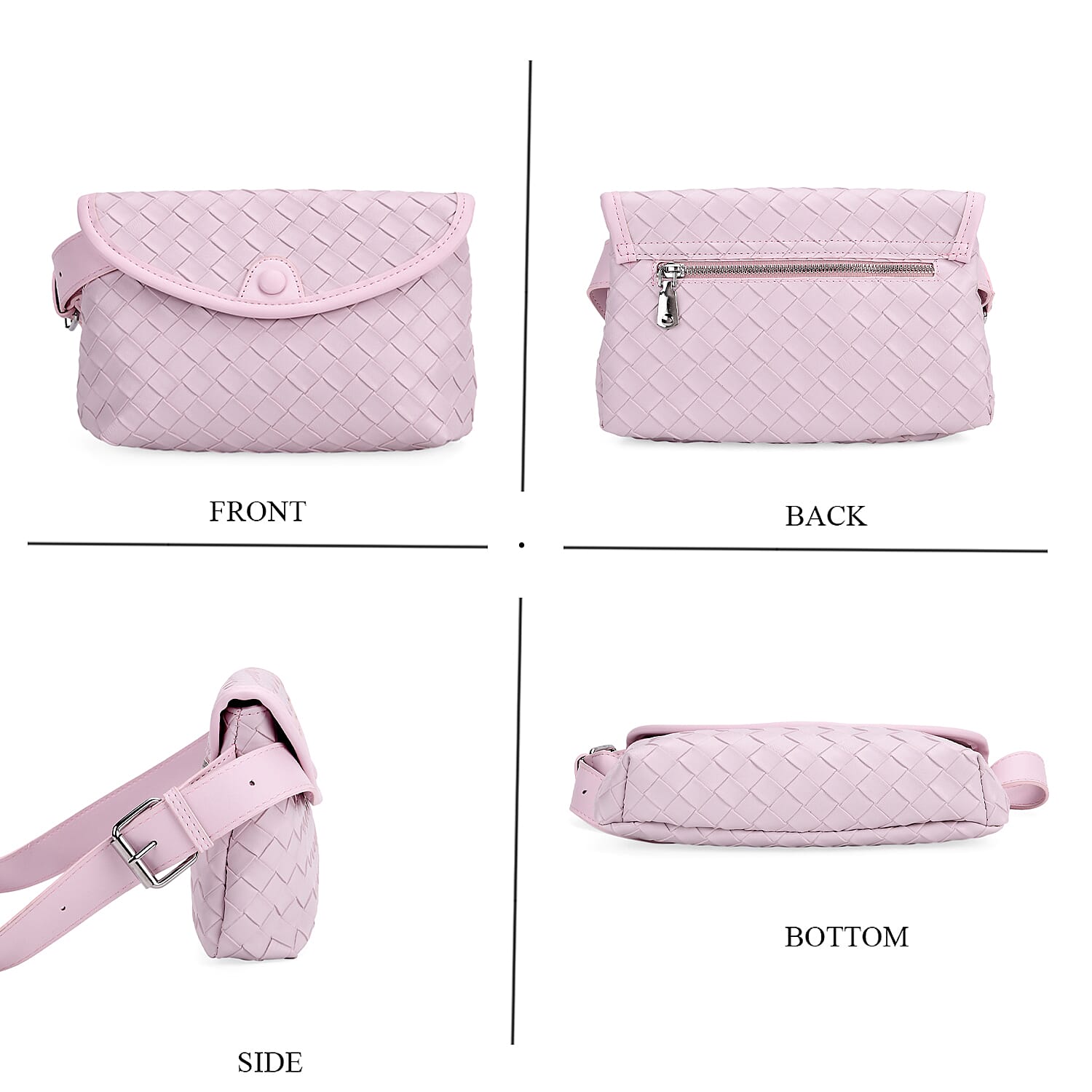 Elegant Intrecciato Crossbody Bag with Adjustable Strap - Purple