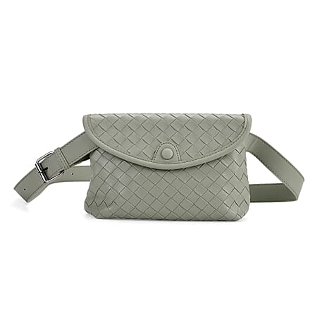 Leatherette Textured Crossbody Handbag with Scarf Accent & Adjustable Strap - Pistachio Green