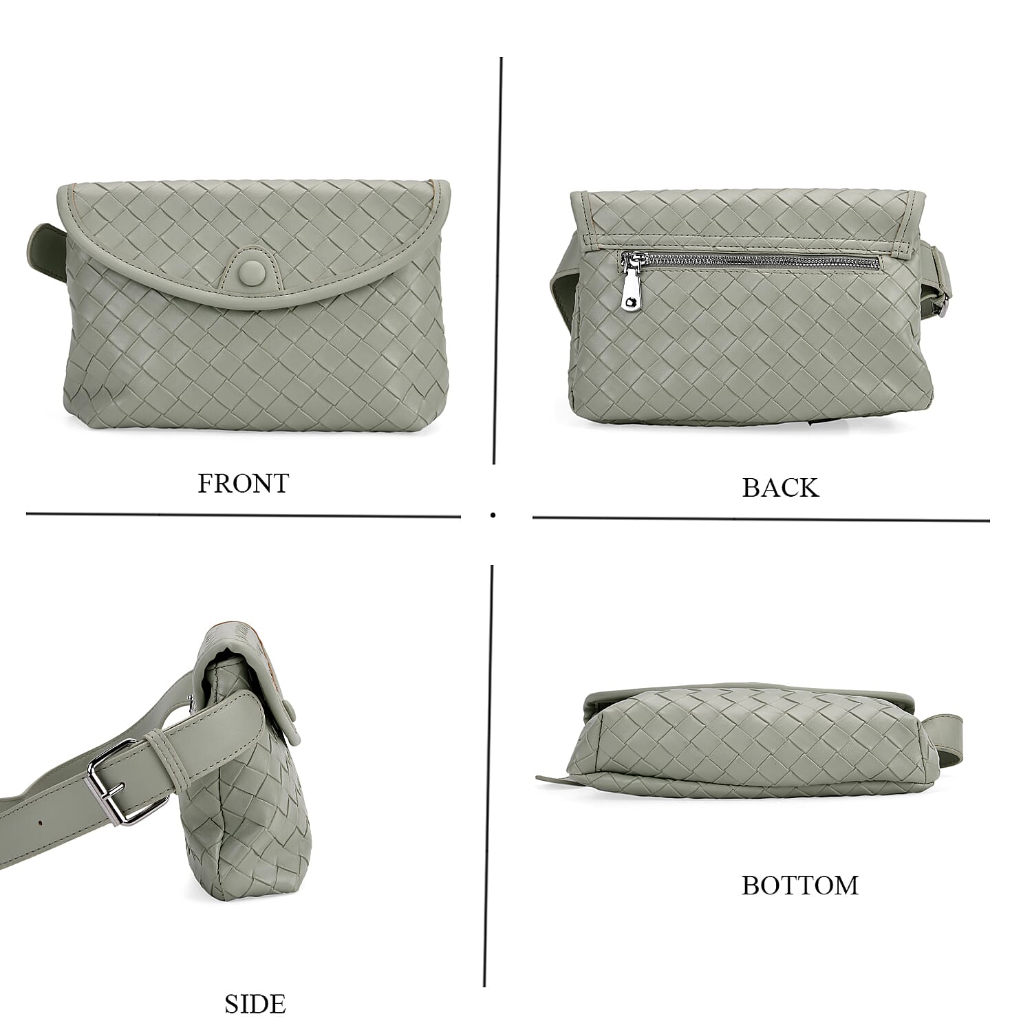 Leatherette Textured Crossbody Handbag with Scarf Accent & Adjustable Strap - Pistachio Green