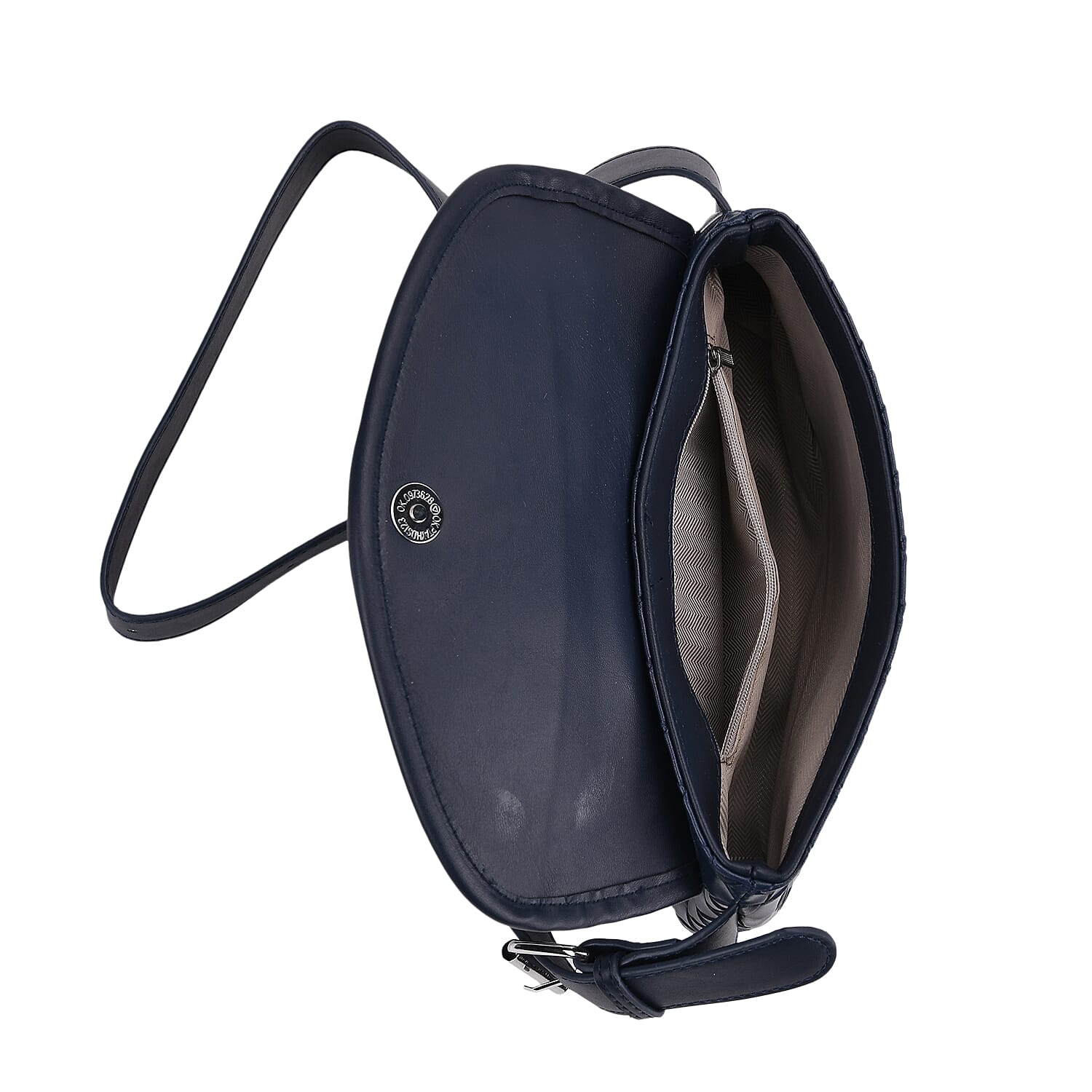 Elegant Intrecciato Crossbody Bag with Adjustable Strap - Navy