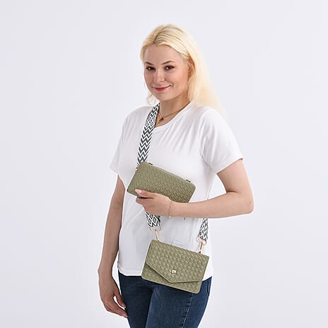 Stylish Crossbody Messenger Bag with Adjustable Strap & Card Slots - Green