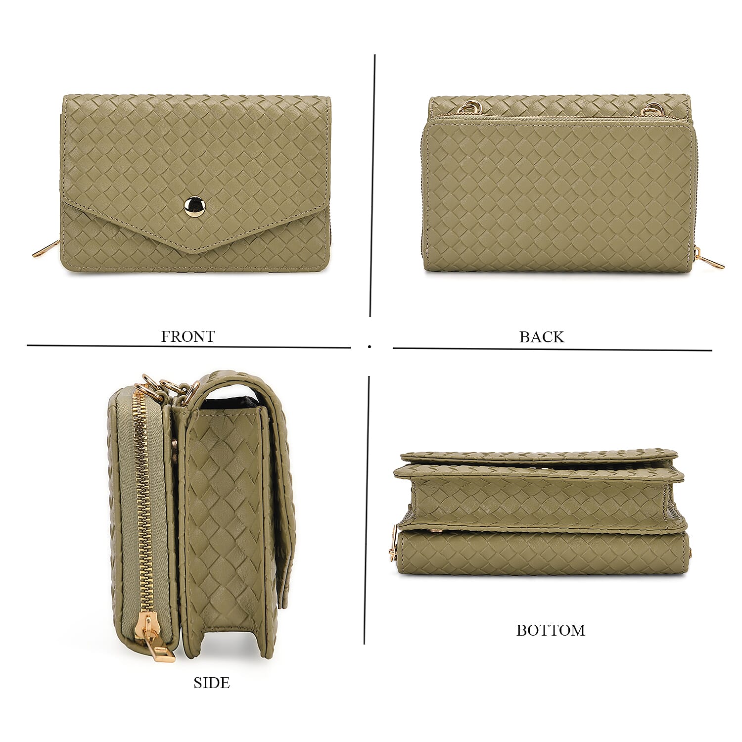 Stylish Crossbody Messenger Bag with Adjustable Strap & Card Slots - Green