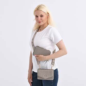 Stylish Crossbody Messenger Bag with Adjustable Strap & Card Slots - Gold