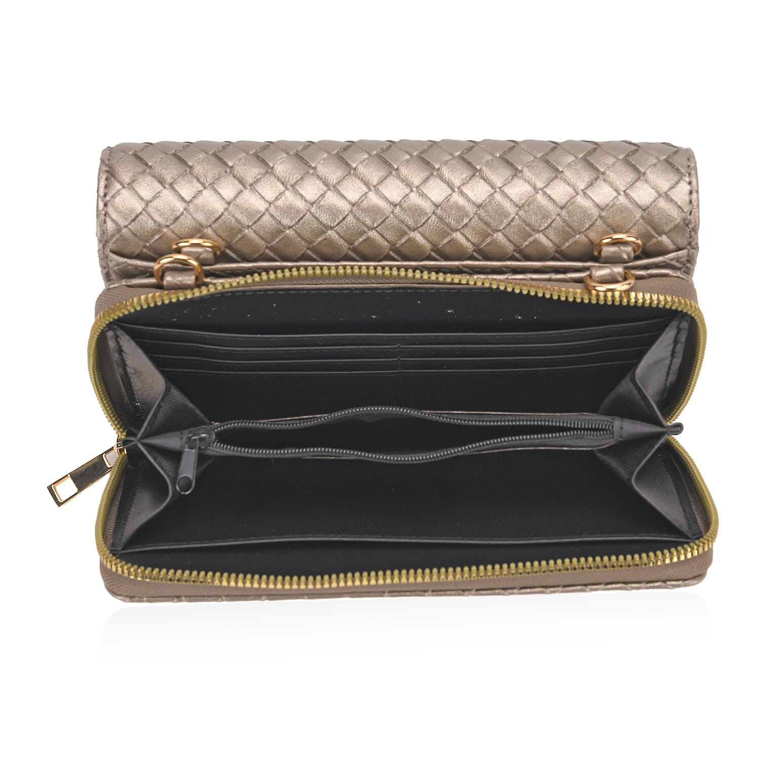 Stylish Crossbody Messenger Bag with Adjustable Strap & Card Slots - Gold