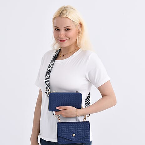 Stylish Crossbody Messenger Bag with Adjustable Strap & Card Slots - Blue