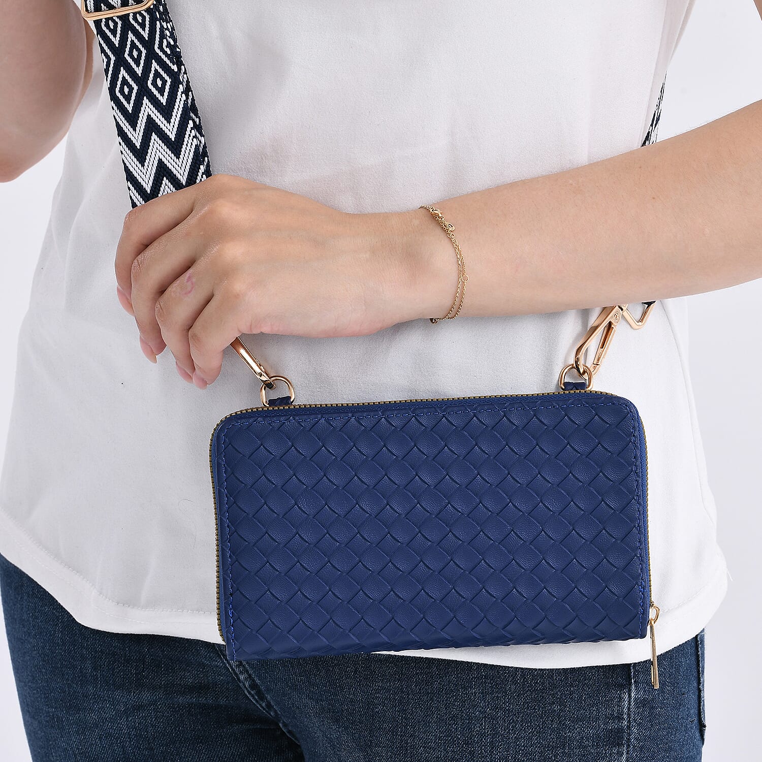 Stylish Crossbody Messenger Bag with Adjustable Strap & Card Slots - Blue