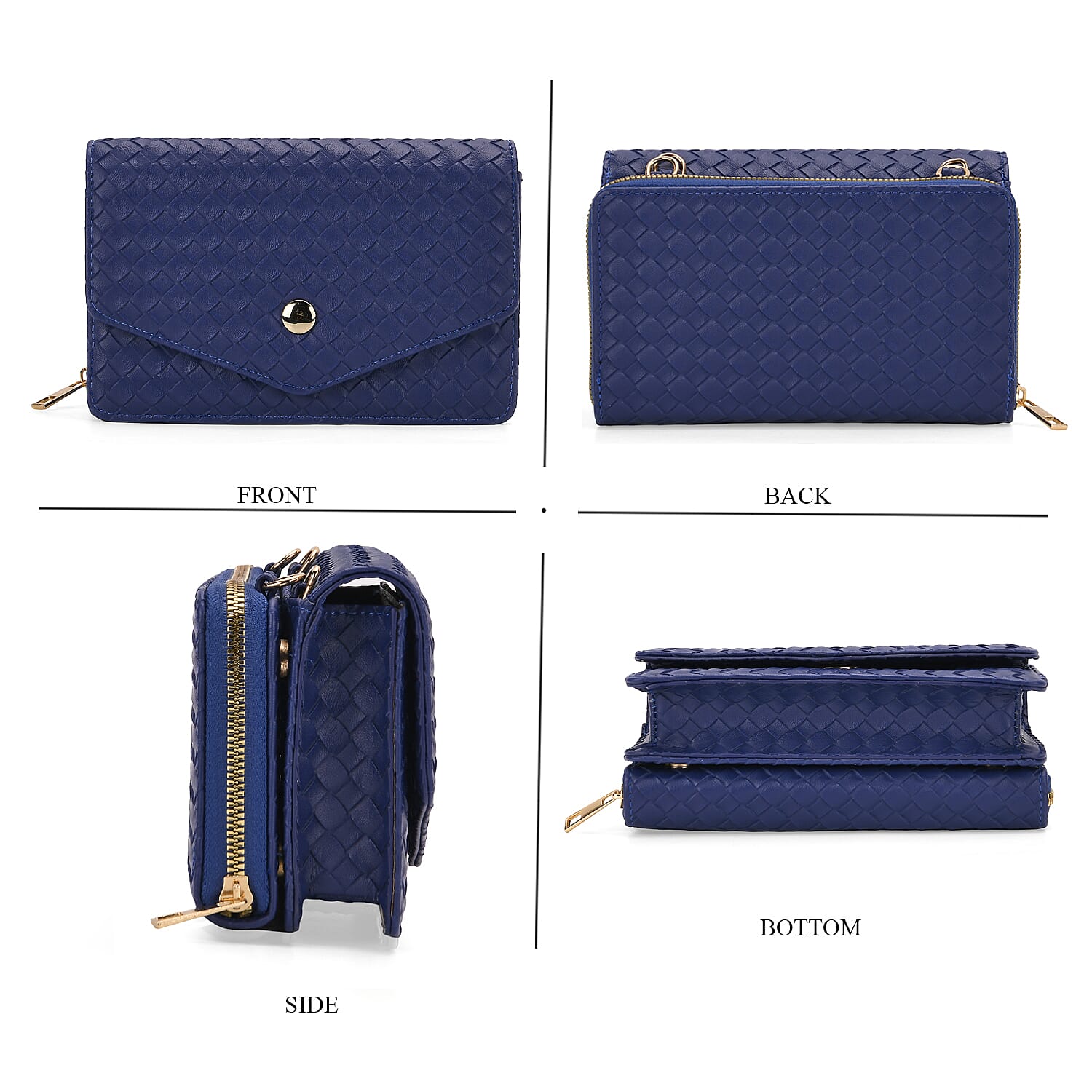 Stylish Crossbody Messenger Bag with Adjustable Strap & Card Slots - Blue