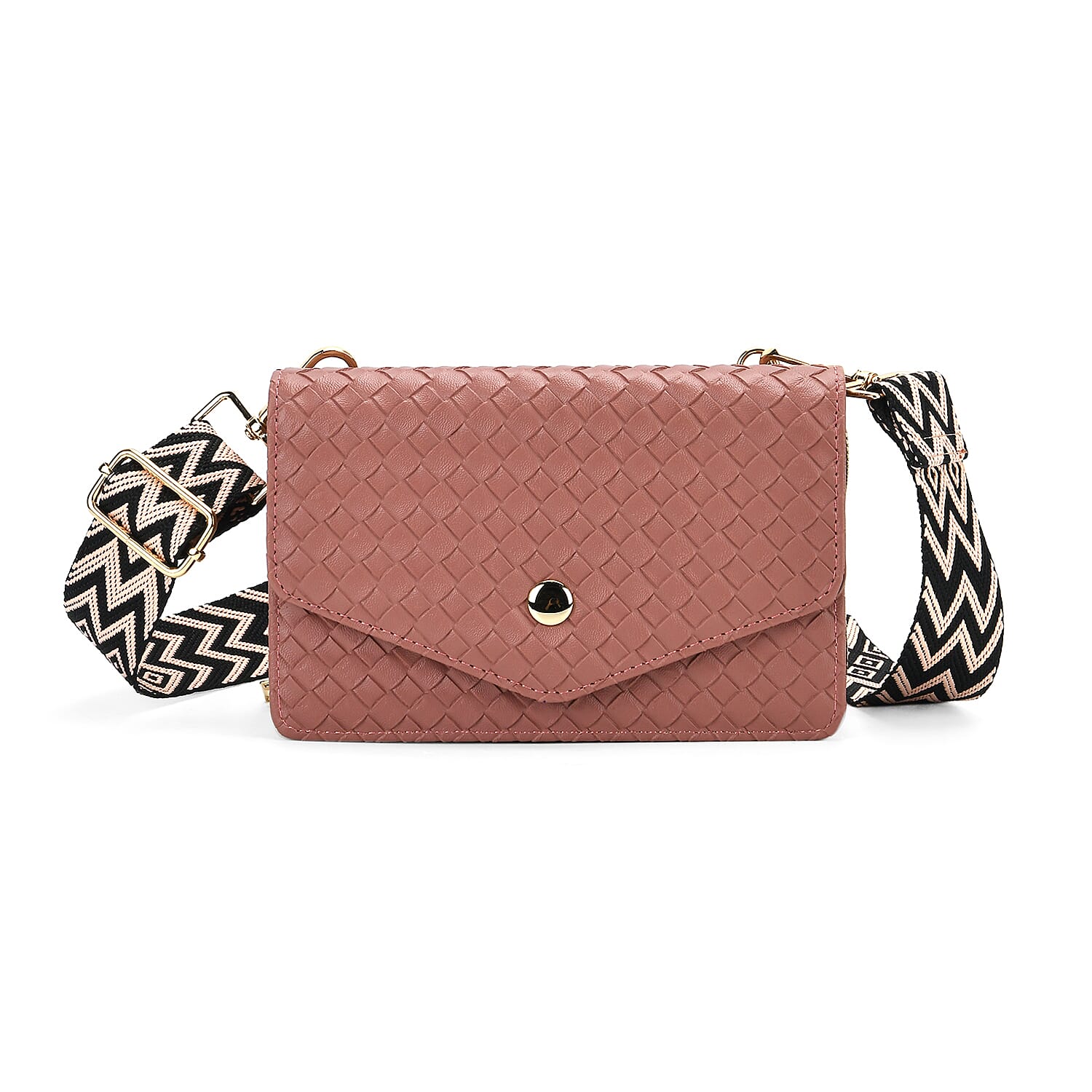 Stylish Crossbody Messenger Bag with Adjustable Strap & Card Slots - Pink