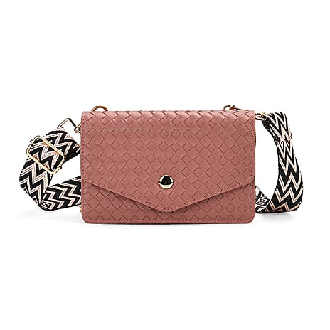 Stylish Crossbody Messenger Bag with Adjustable Strap & Card Slots - Pink